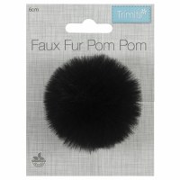 Pom Pom Faux Fur 6cm Black