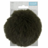 Pom Pom Faux Fur 11cm Khaki