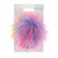 Pom Pom Faux Fur 11cm Rainbow