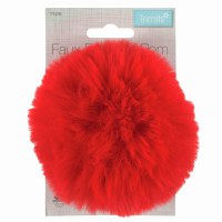 Pom Pom Faux Fur 11cm Red