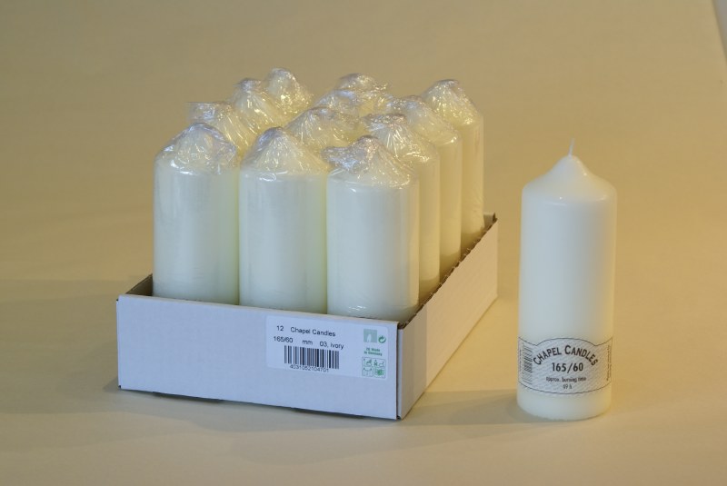 Picture of 165/60 church candles x 12 Ivory
