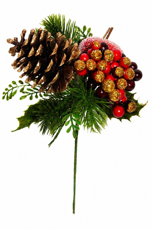 Christmas pine cone apple pick x 6 stems