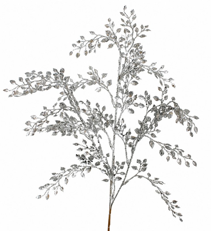 Christmas Glitter Leaves Silver 63cm