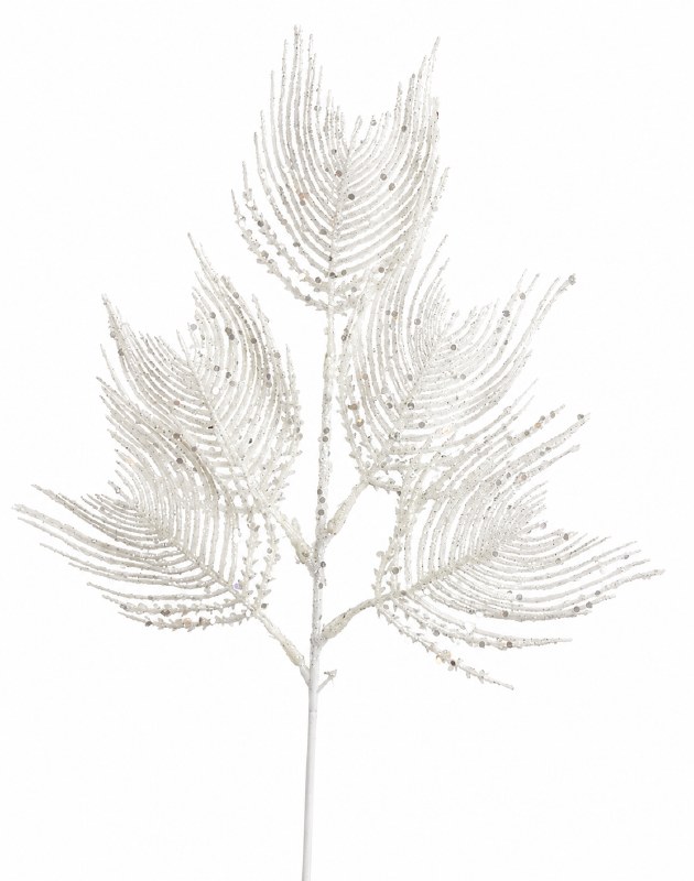 Christmas Leaves Glitter White 36cm