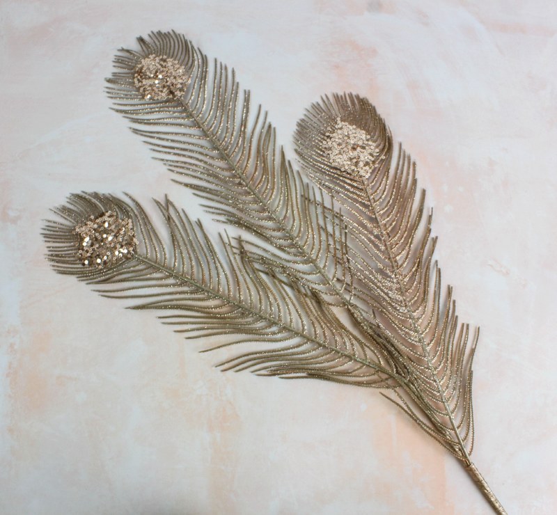 Picture of Glitter Peacock Stem Rose Gold 36"