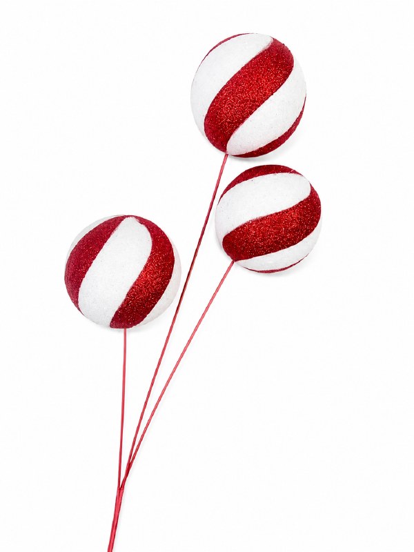 Candy Cane Stem 28" Red/ White Glitter