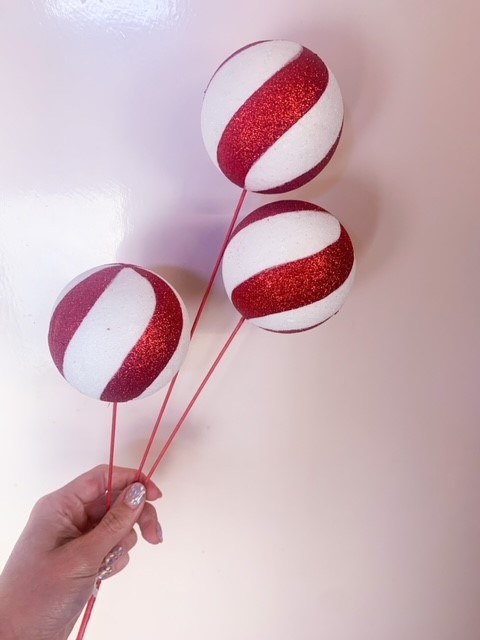 Picture of Candy Cane Stem 28" Red/ White Glitter