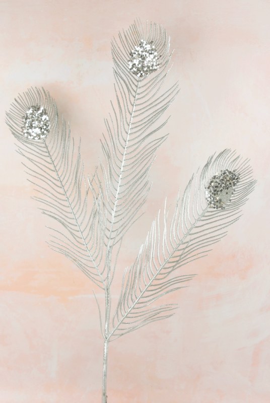 Picture of Glitter Peacock Stem 28" Silver