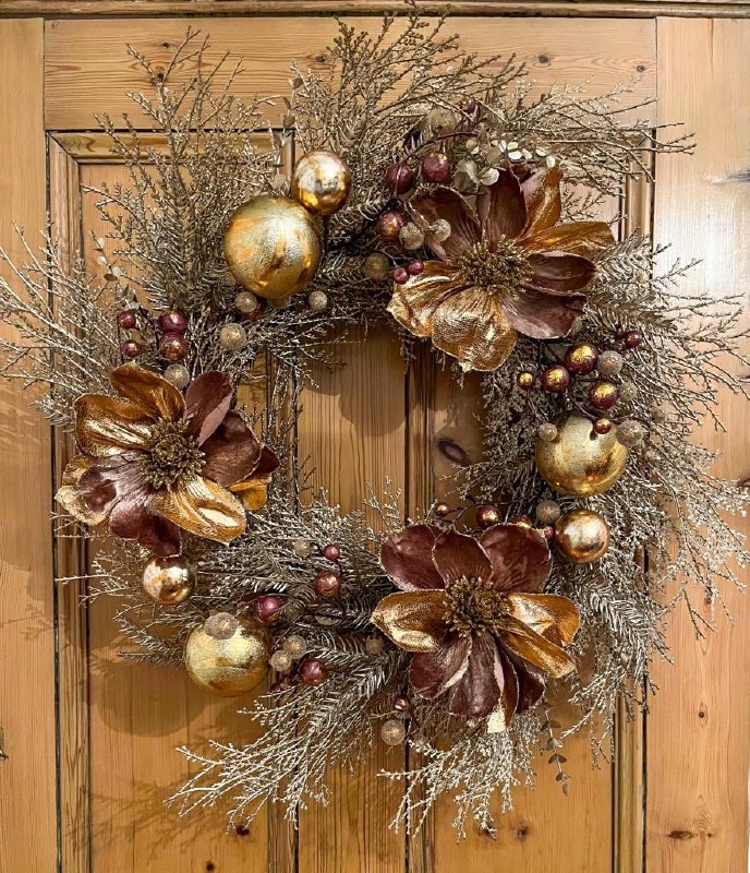 Faux Copper Magnolia Wreath 23"