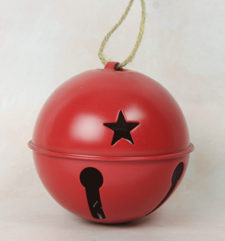 Rustic Christmas Bell Red 10cm