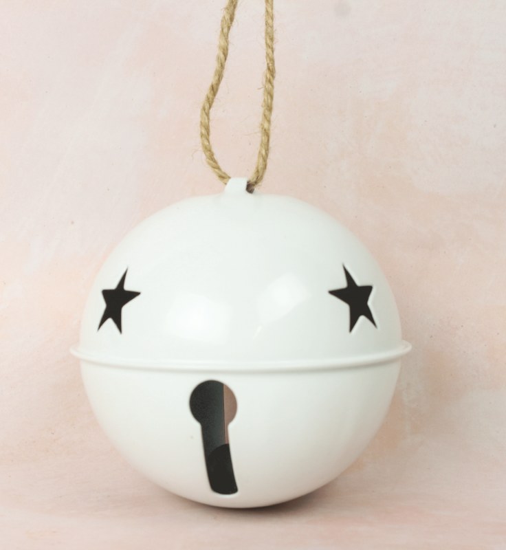 Picture of Rustic Christmas Bell White 10cm