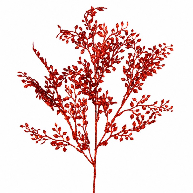 Christmas Glitter leaves Red 63cm
