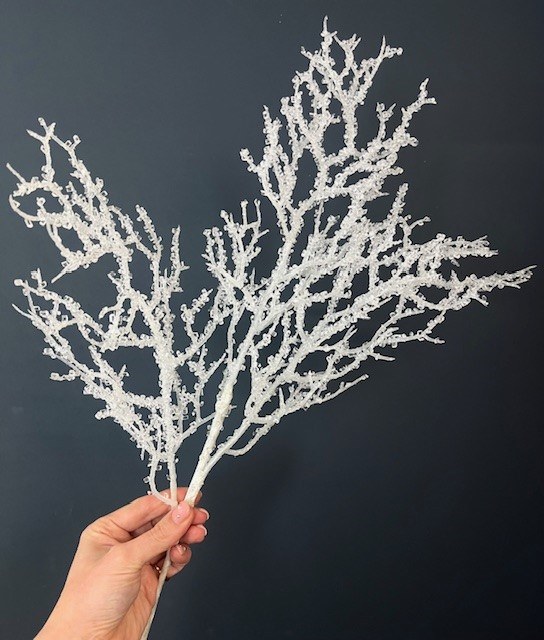 Frosted Twig Crystal White 25"