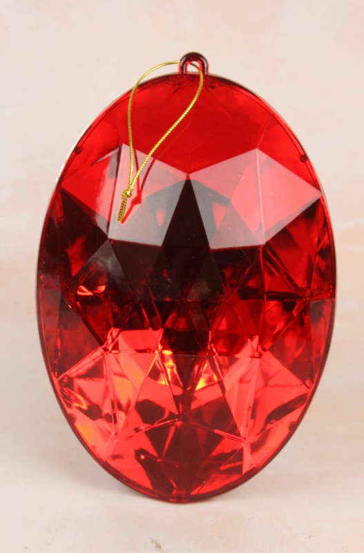 Picture of Christmas Gem Ornament Oval Red 9.5"