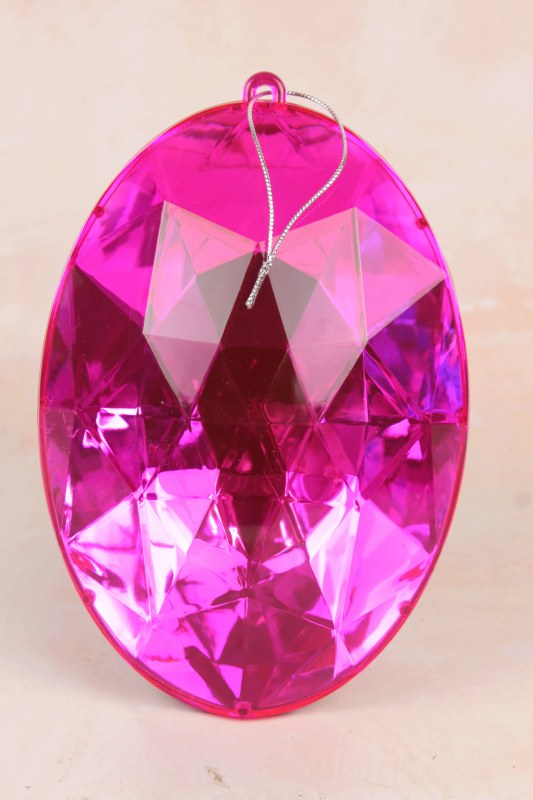 Picture of Christmas Gem Ornament Oval Hot Pink 9.5"