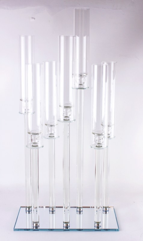 Crystal Candle Holder 50cm x 7 W/ Glass Cover