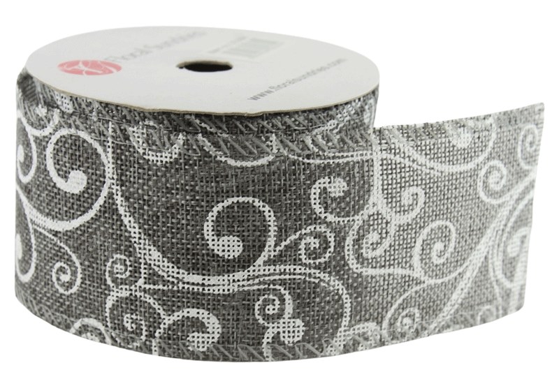 Picture of Christmas Ribbon Wired Edge Grey 2.5" x 10 Yards