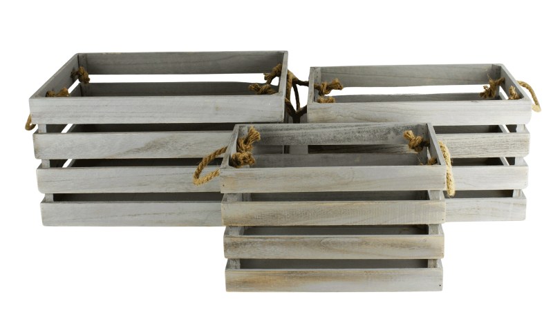 Picture of Wooden Crate Grey Set x 3