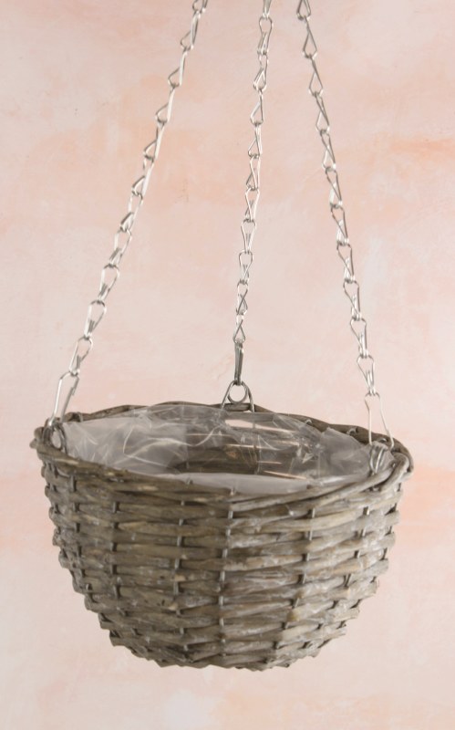 Round Wicker Hanging basket Grey 22cm