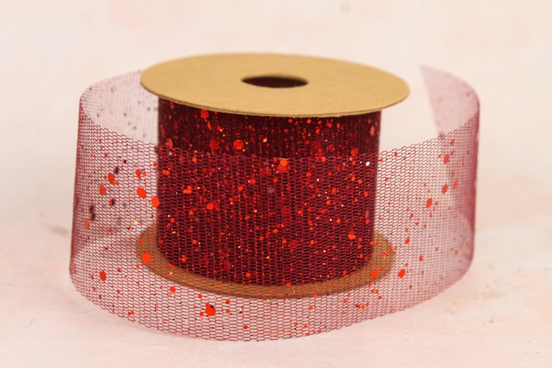 Picture of Ribbon Glitter Mesh 5cm x 10 Yards Burgundy