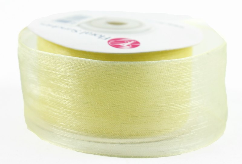 Organza Ribbon 4cm x 25 Yards Cream/ Lemon
