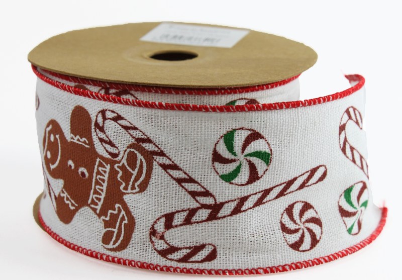 Picture of Ribbon Wired Edge Candy Cane 6.3cm x 10 Yards