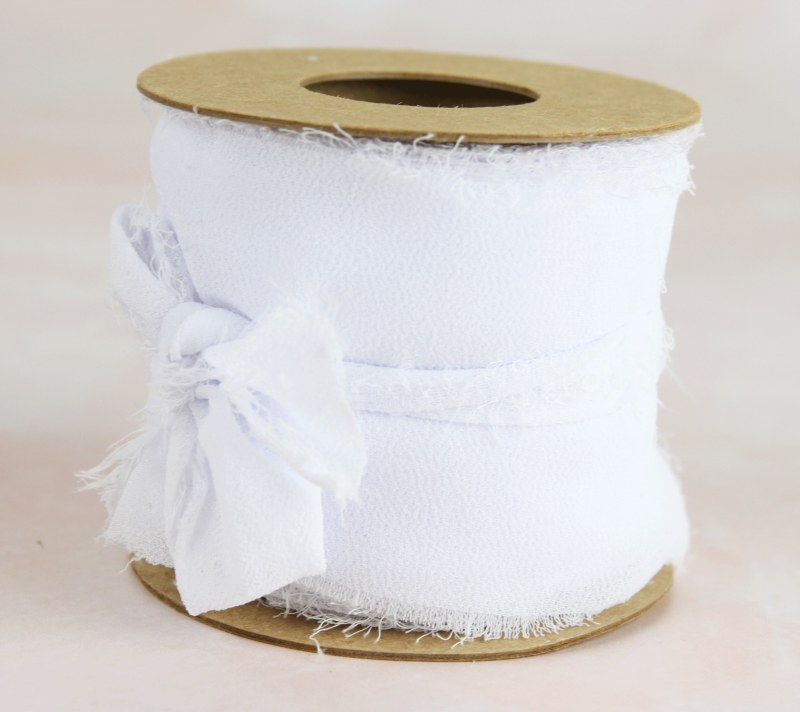 Picture of Chiffon Frayed Edge Ribbon 5cm x 5m White
