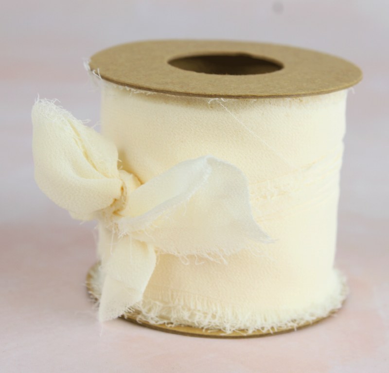 Chiffon Frayed Edge Ribbon 5cm x 5m Ivory