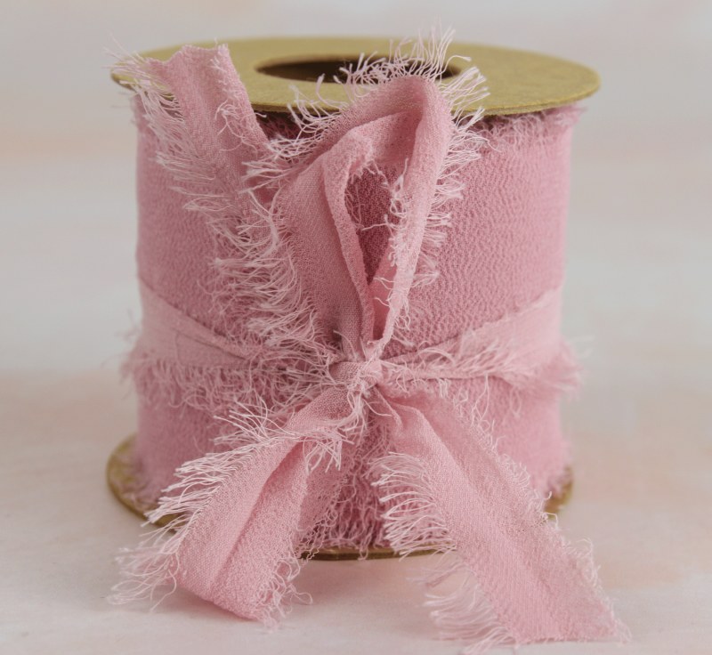 Picture of Chiffon Frayed Edge Ribbon 5cm x 5m Blush Pink