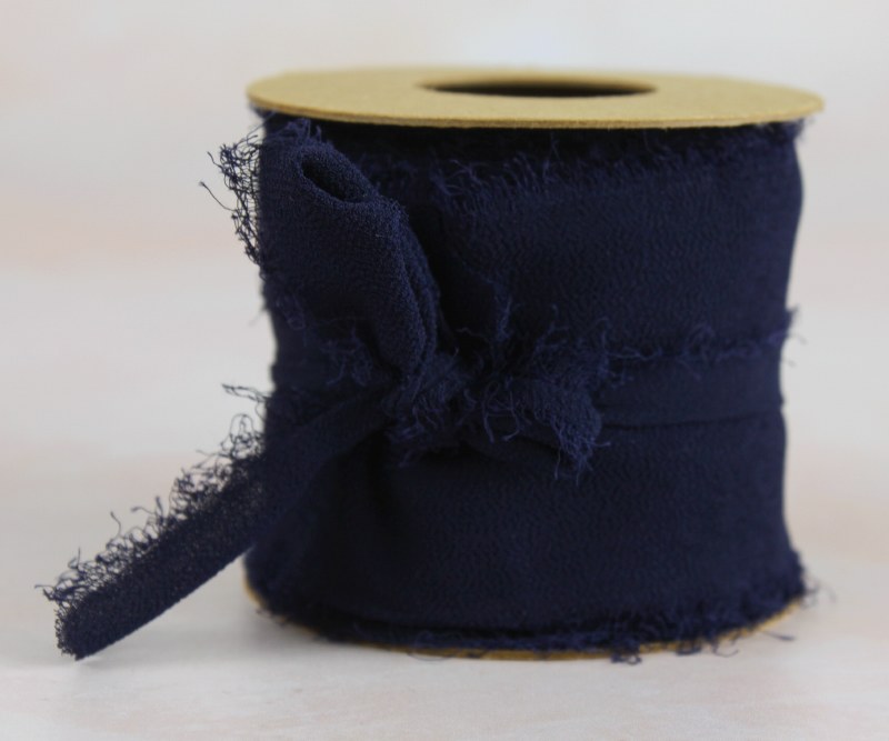 Picture of Chiffon Frayed Edge Ribbon 5cm x 5m Navy