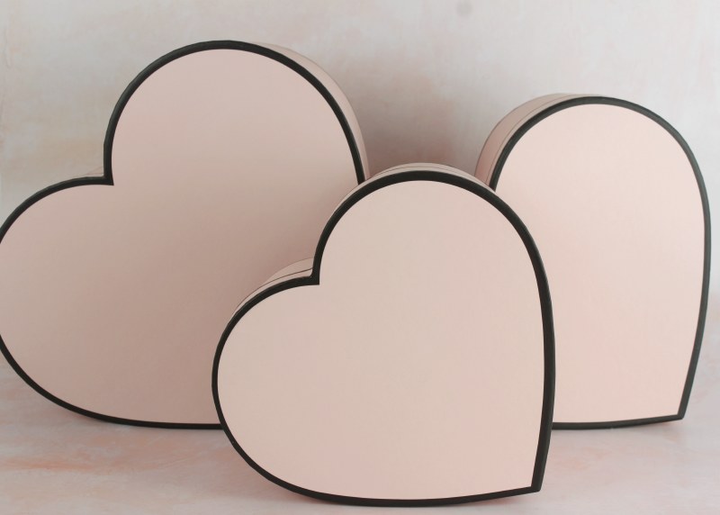Heart Hat Box x 3 Pale Pink
