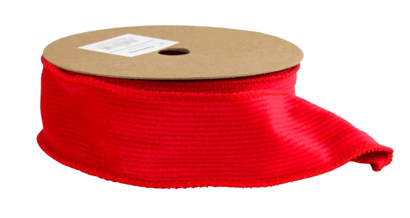 Picture of Striped Velvet Ribbon Wired Edge 4cm x 10yards Red