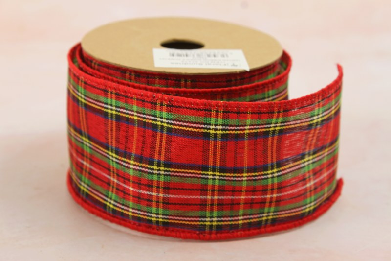 Tartan Ribbon Wired Edge 6.3cm x 10 Yards