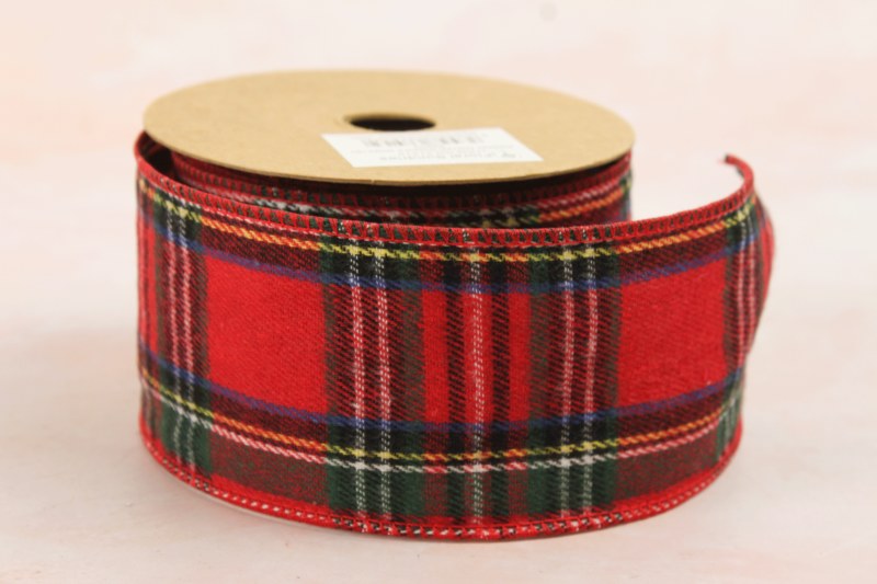 Picture of Fabric Tartan Ribbon Wired Edge 6.3cm x 10 yards