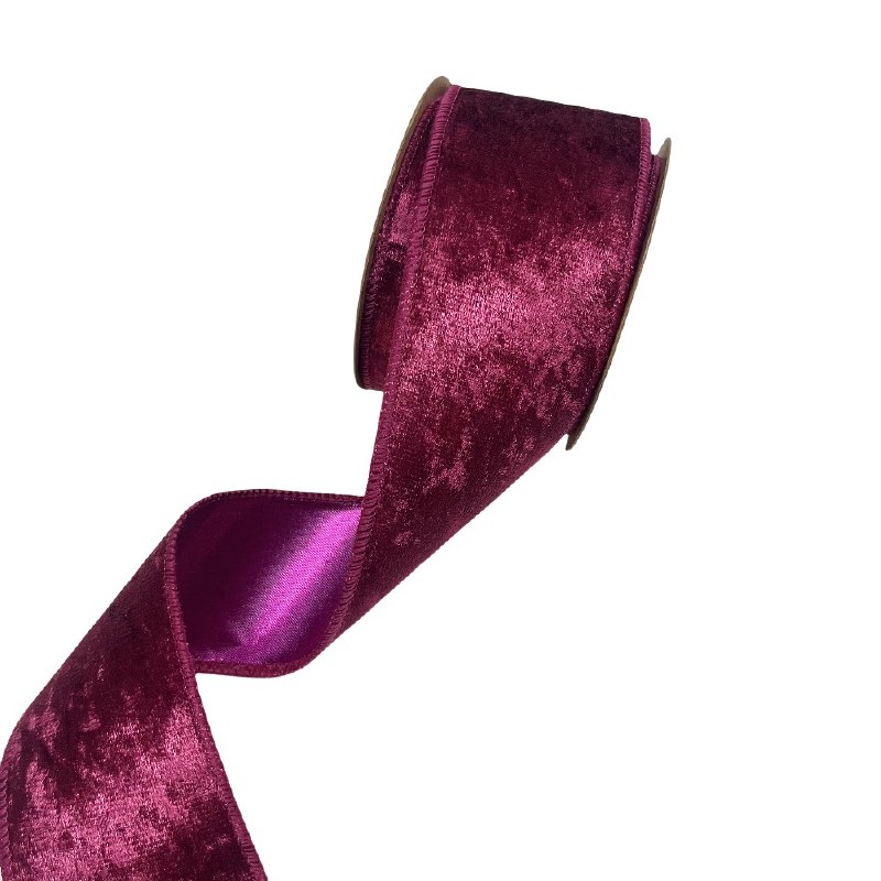 Picture of Velvet Ribbon Wired Edge Burgundy 6.3cm x 10 Yards