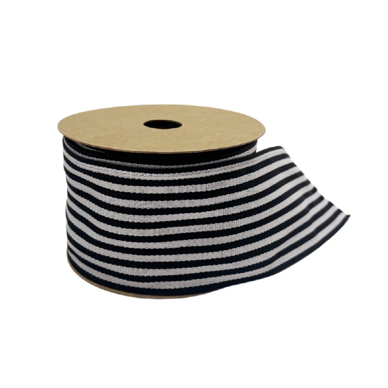 Picture of Grosgrain Stripe Ribbon 6.3cm x 10Yards Black/White