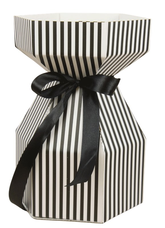 Picture of Gathered Florist Vase/bouquet box Large Black/ White x 10