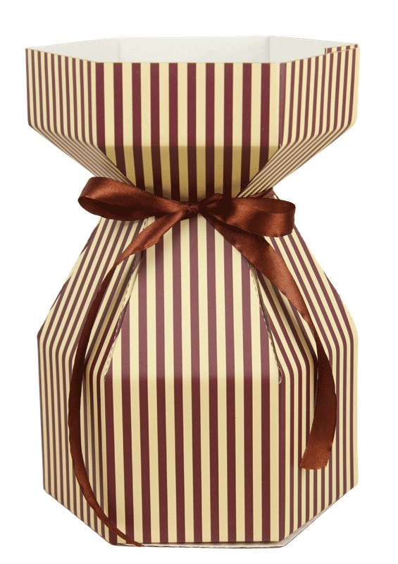 Picture of Gathered Florist Vase/ Bouquet box Large Burgundy/Cream x 10