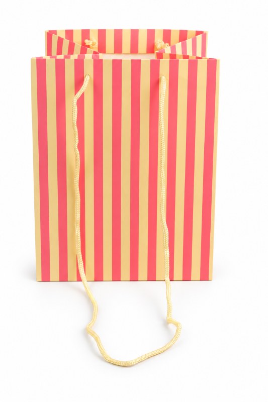 florist Bags Striped Cream/ Rose With Long Handle- pack of 10