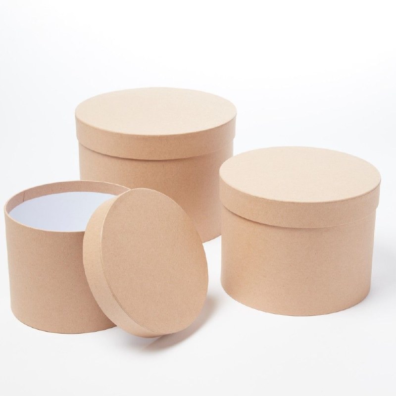 Picture of Florist Hat Boxes Natural Kraft x 3