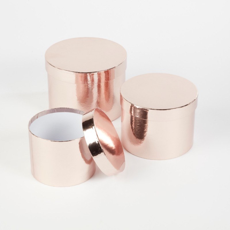 Picture of Florist Hat Boxes Metallic Rose Gold x 3