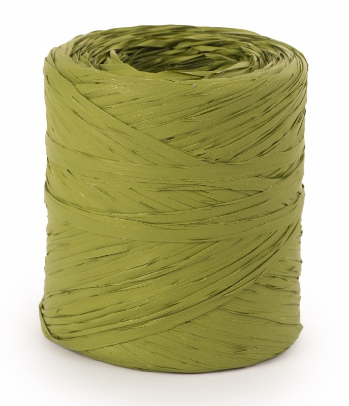 Poly Raphia Ribbon Olive Green x 200m