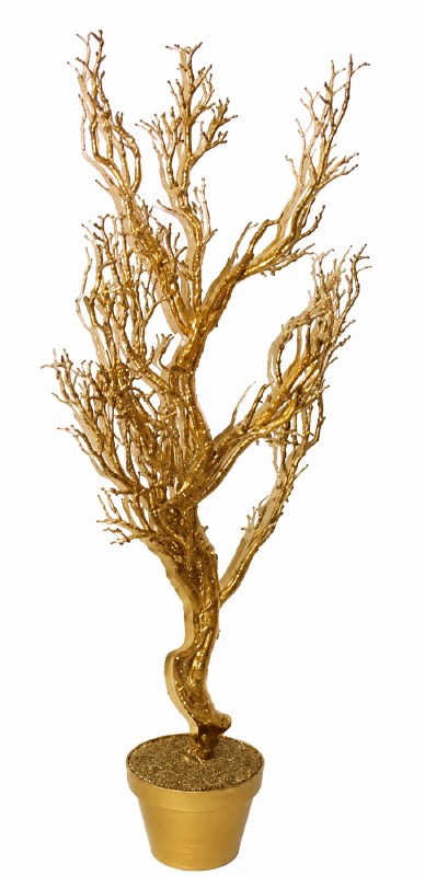 Gold glitter Christmas wishing tree in pot 38.5inches