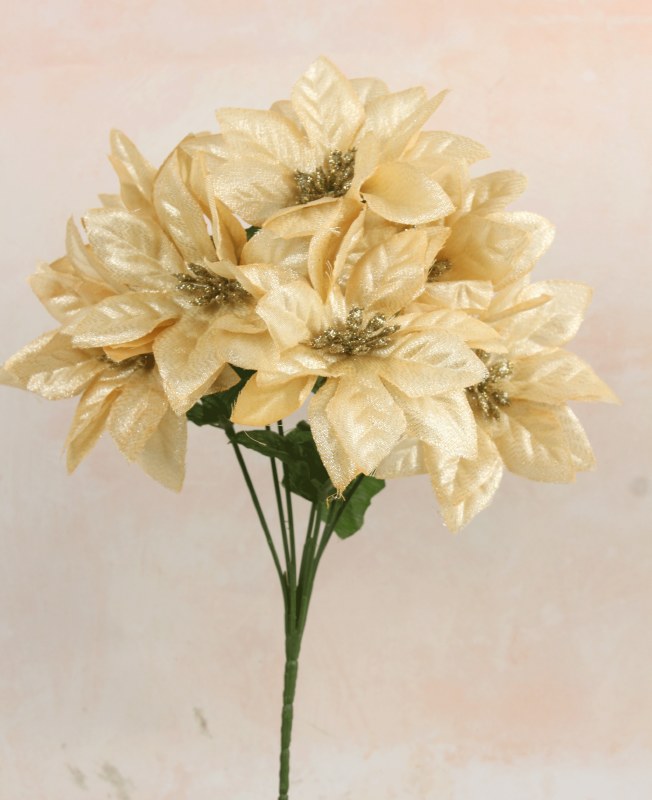 Picture of Poinsettia Bunch Champagne 33cm