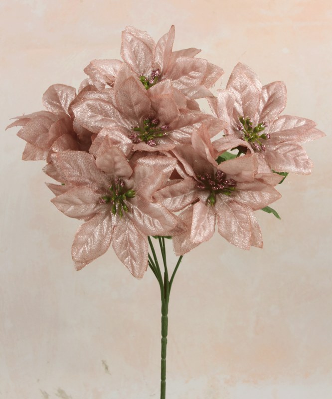 Picture of Poinsettia Bunch Rose Gold 33cm