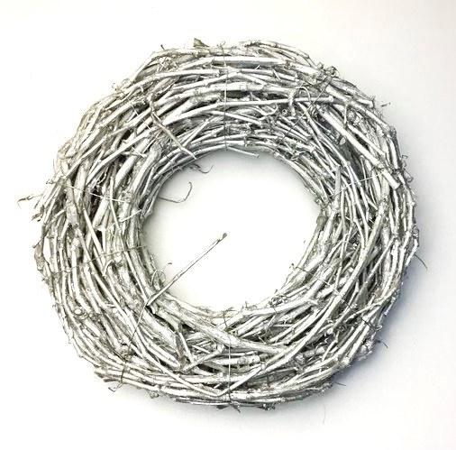 Grape Wreath Wicker 50cm Silver