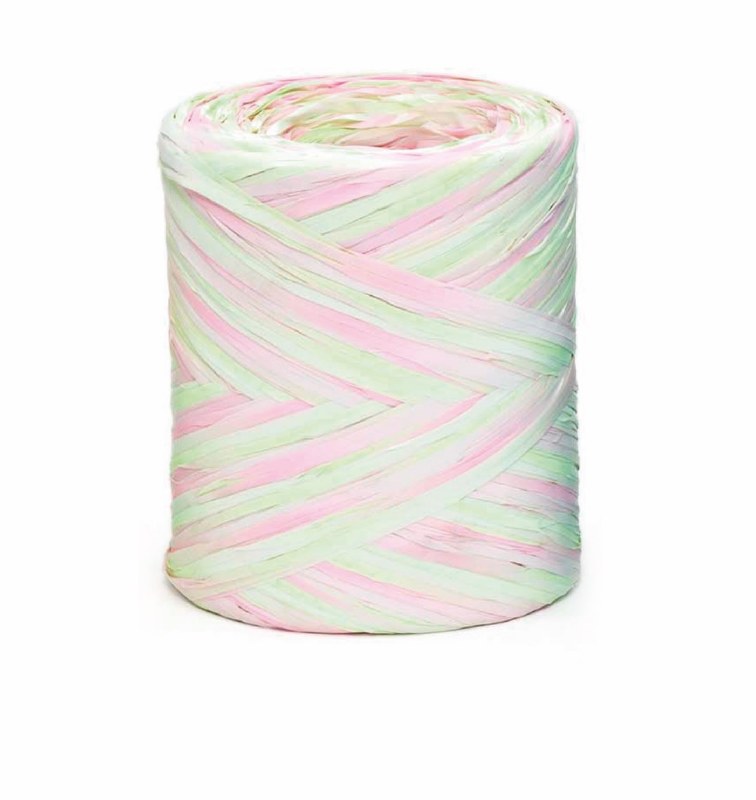Picture of Poly Raphia Ribbon Lime/ Pink/ Ivory 200m