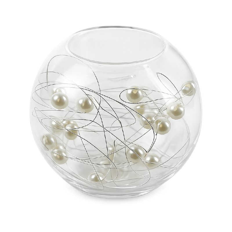 Glass tealight with pearl bead 8cm x 1