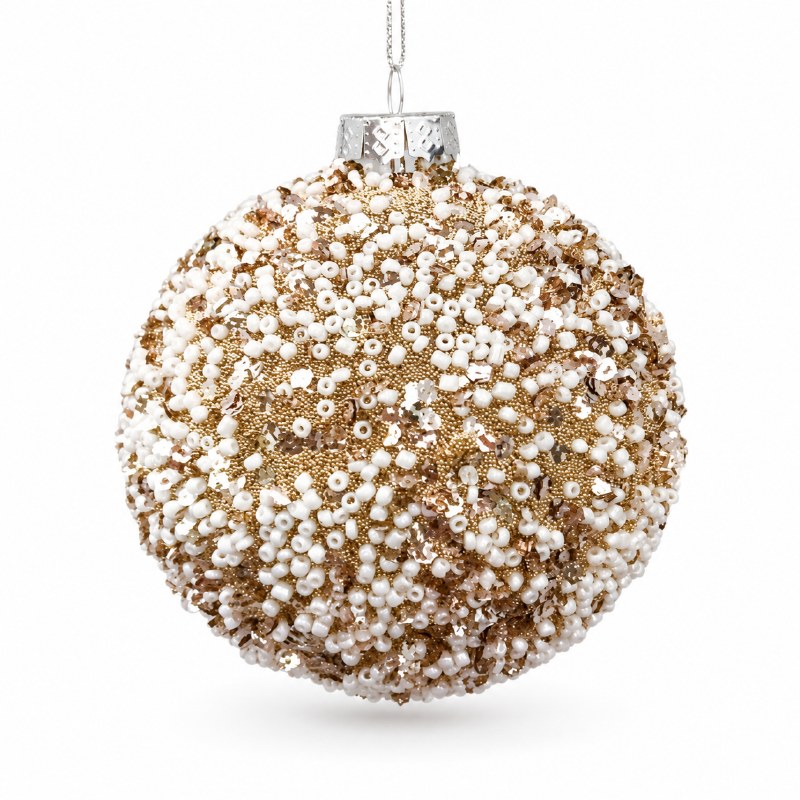 Glass Bauble Beaded x 6