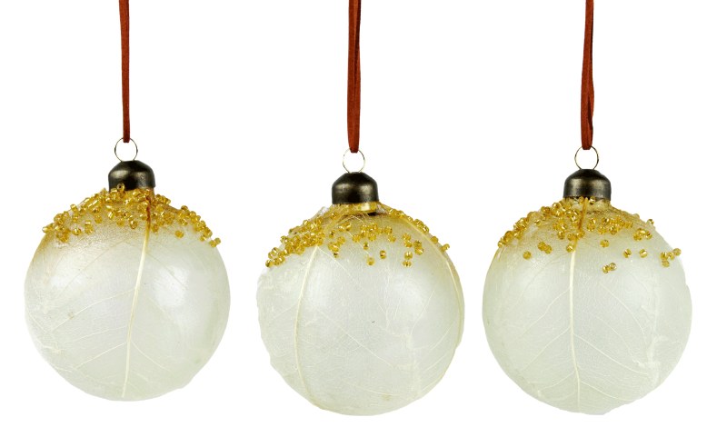 Glass Bauble Leaf & Bead 8cm x 3